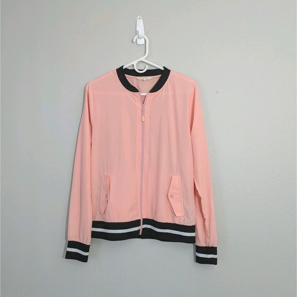 Women's Jacket Size Large Varsity Peach Semi See Through Lightweight